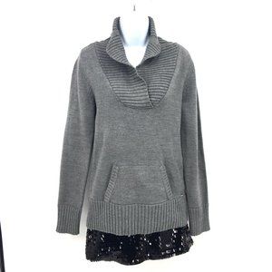 Guess Grey Shawl Collar Knit Sweater